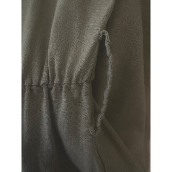 2/$30 ZARA Small Button-Down Shirt Dress Khaki Green Linen & Viscose - Picture 14 of 16